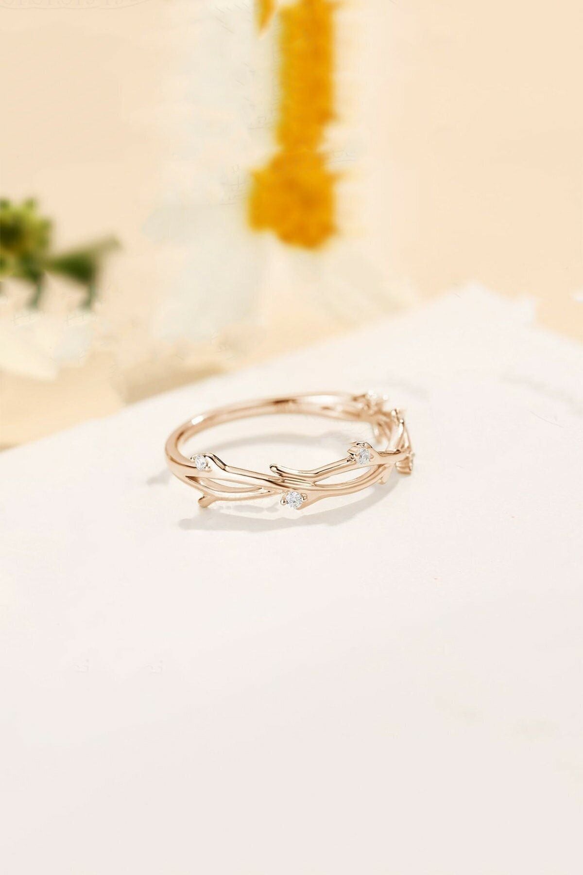 Stone ivy branch model 14 k rose gold plated adjustable female ring