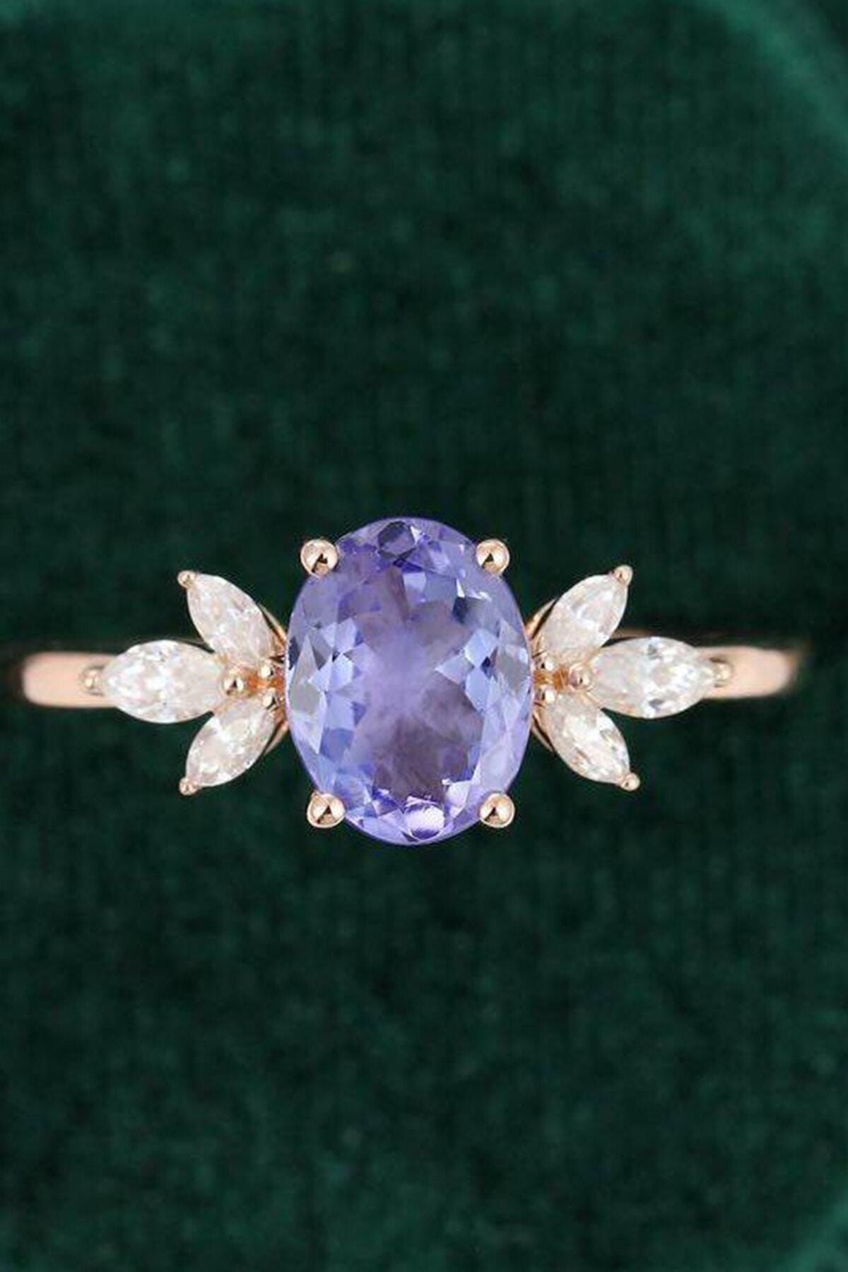 14K Rose Gold Coating Lilad Stone Adjustable Measure Women Ring
