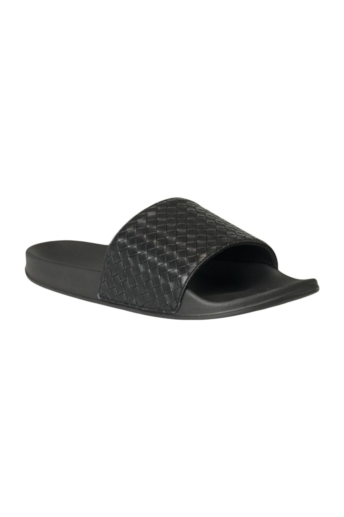 Men's black pattern without pattern black wicker printing slippers