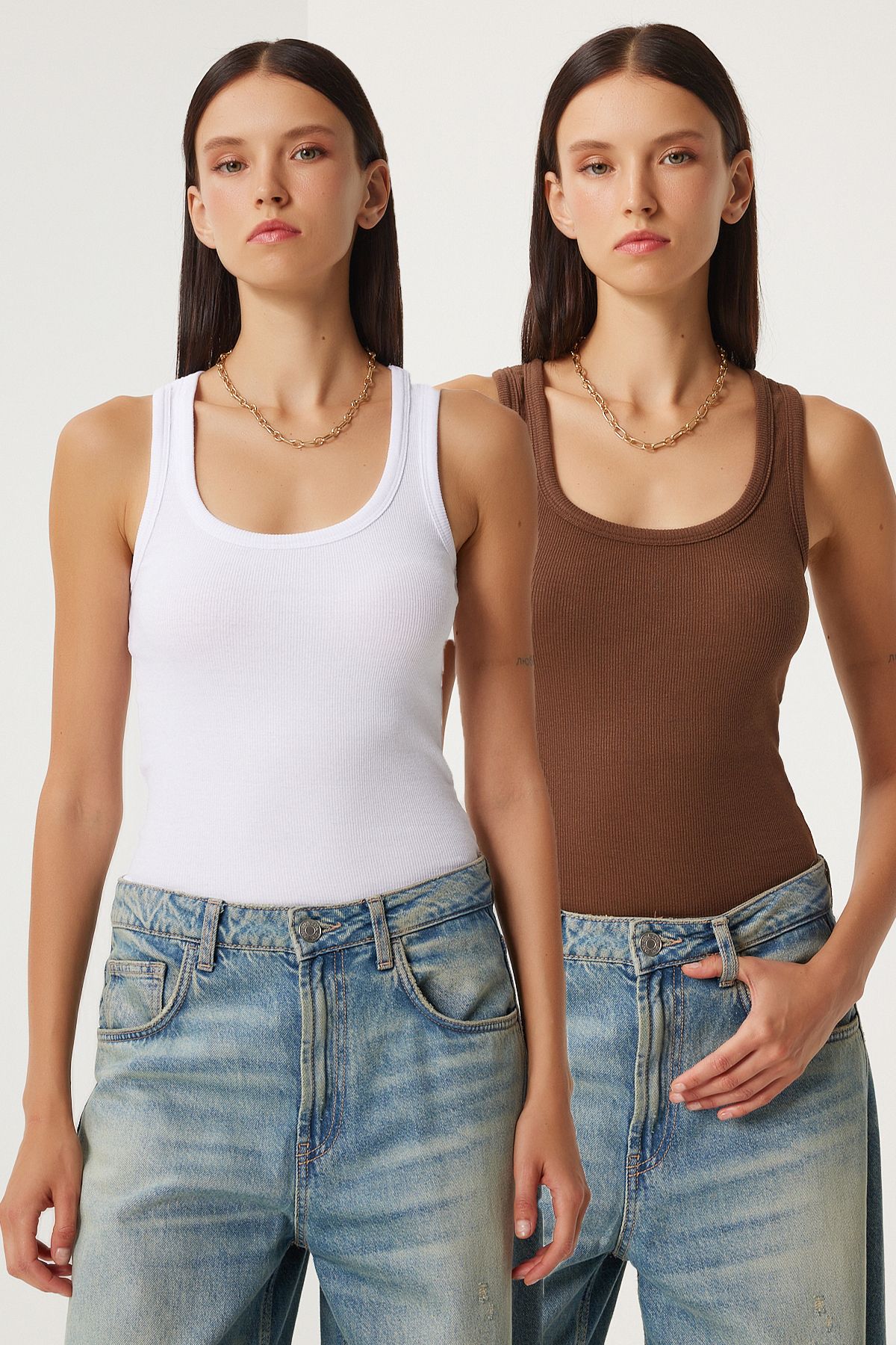 Female Brown White 2 Piece Wicks Thick Strap Knitted Athlete HJ00010