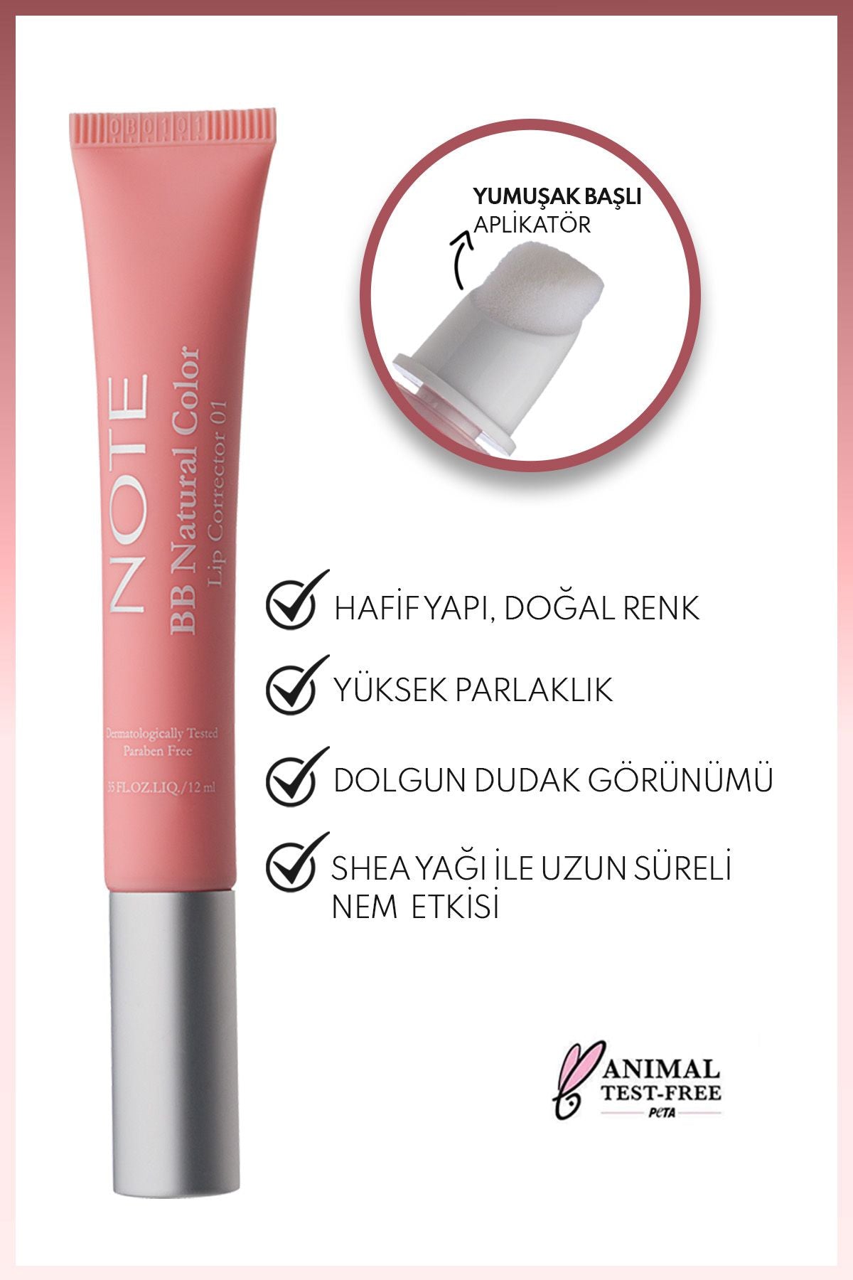 BB Lip Corrector Color Equalizer and Moisturizing Lip Grower - 01 - Pink