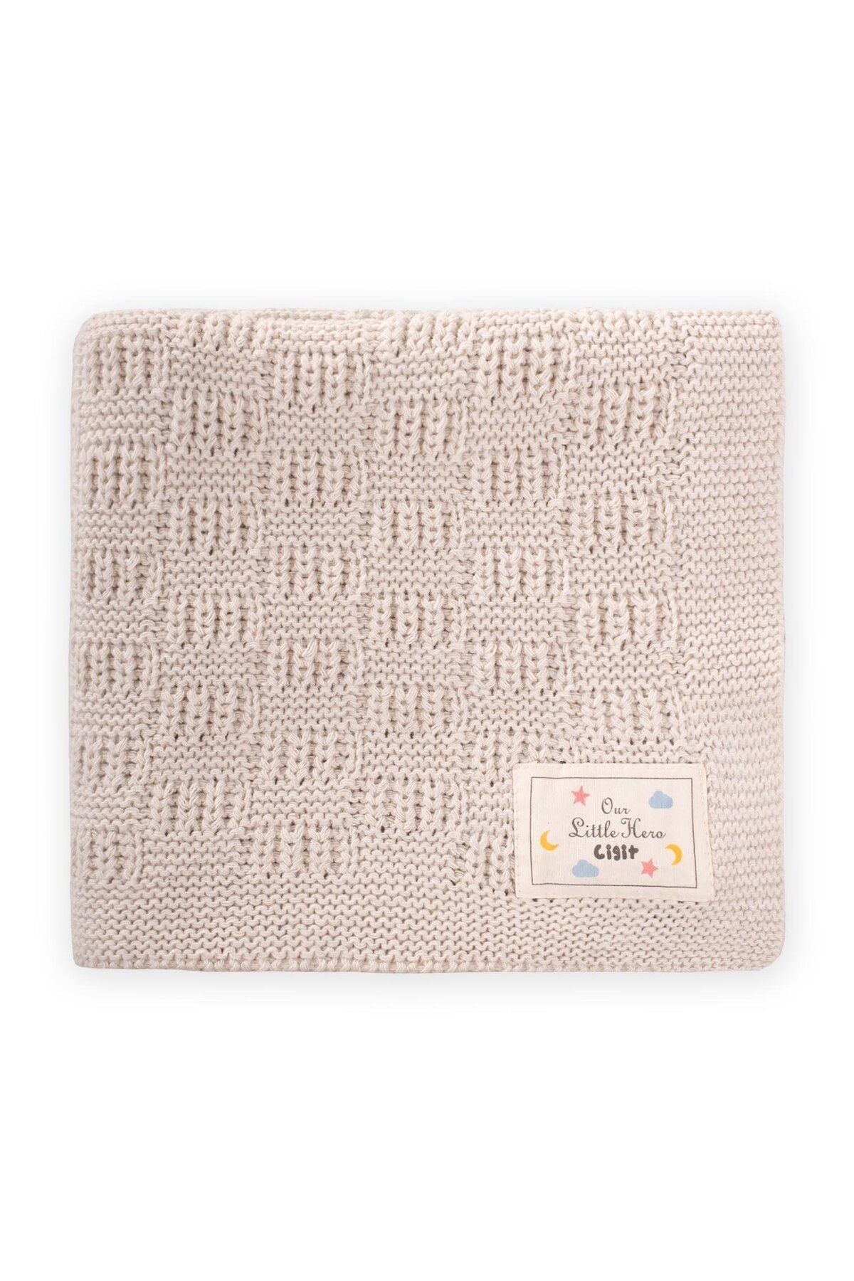 Patterned knitwear blanket 80x100cm (+/- 5cm) Stone