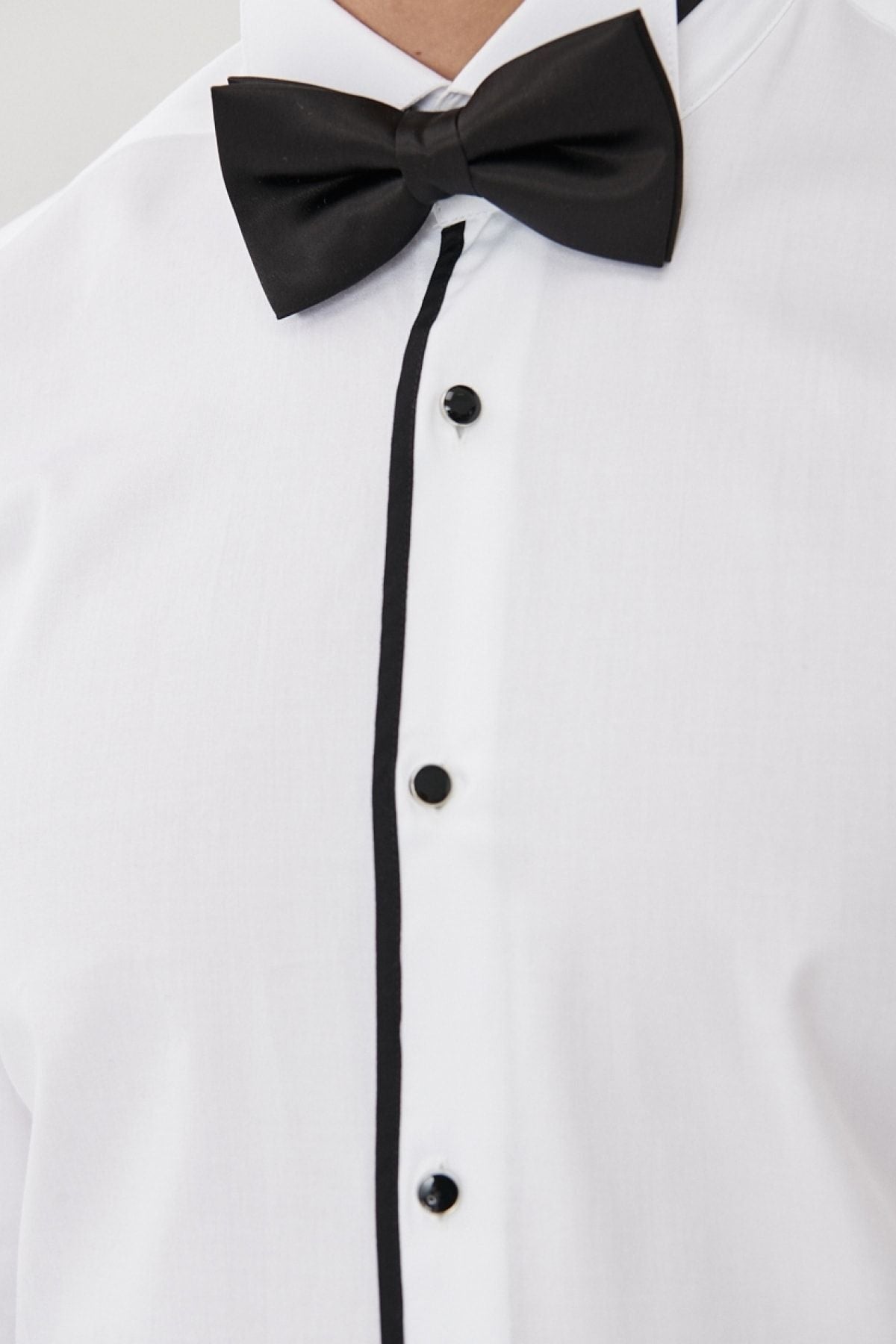 Men's White-Black Groom Horse Yaka Tailorered Slim fit narrow cut shirt
