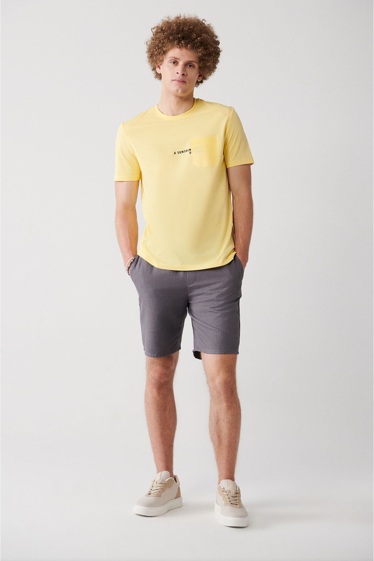 Men's anthracite 100 %cotton side pocket with waist tire -linen texture E003603