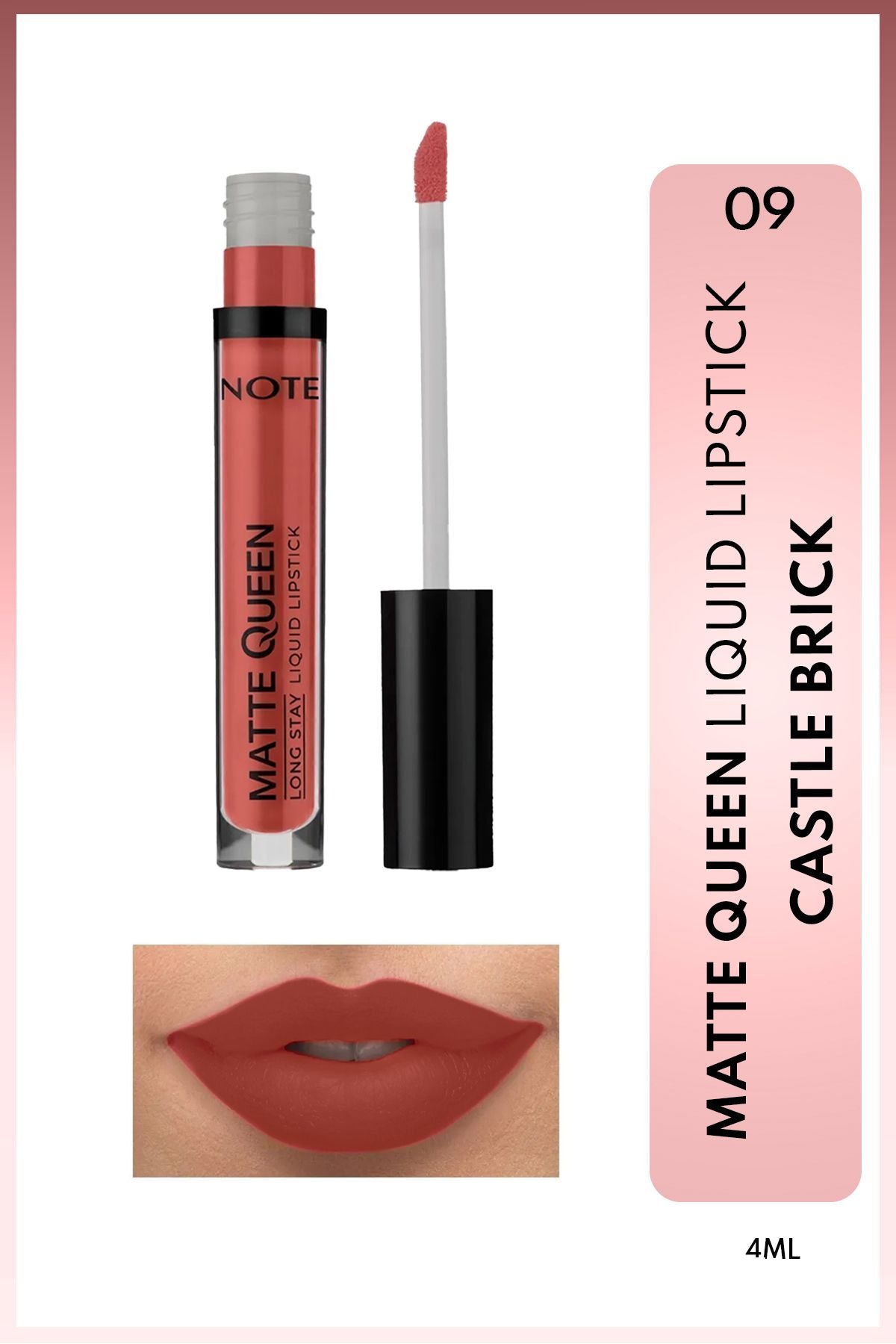 Matte Queen Lipstick Permanent Matt Liquid Lipstick - 09 Castle Brick - Pink