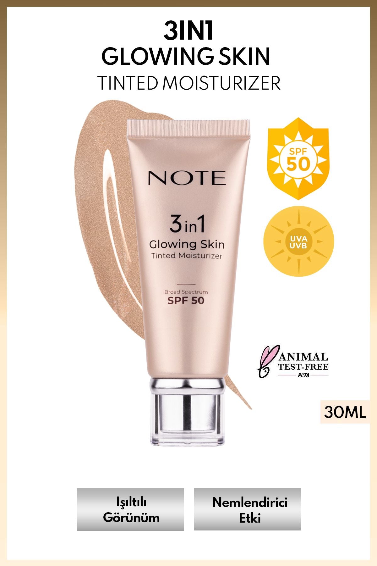 3 in 1 Glowing Skin Tinted Moisturizer SPF 50 Luminous Lighting Cream