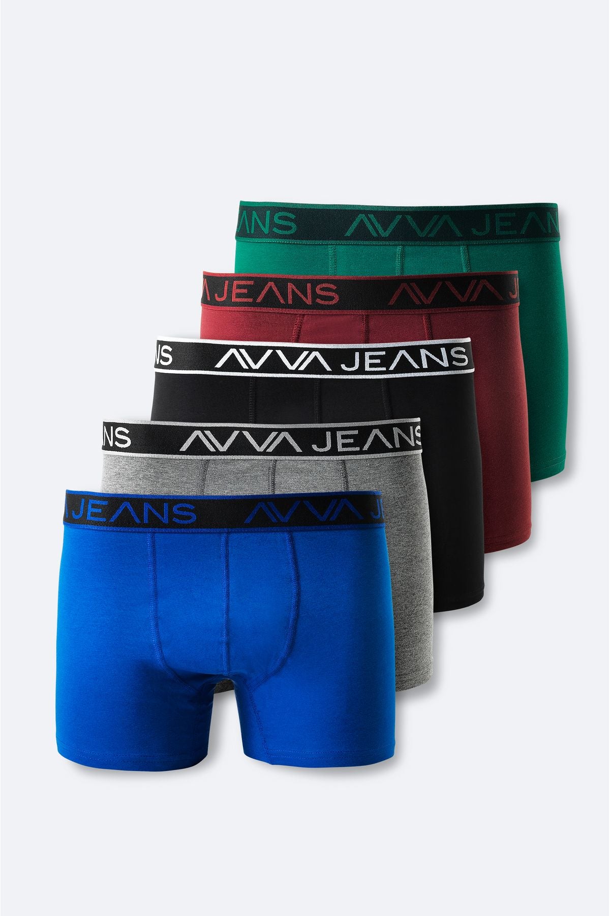 Men's Multi Color 5 Plain Flexible Fabric Cotton Box Boxer Boxer E009540