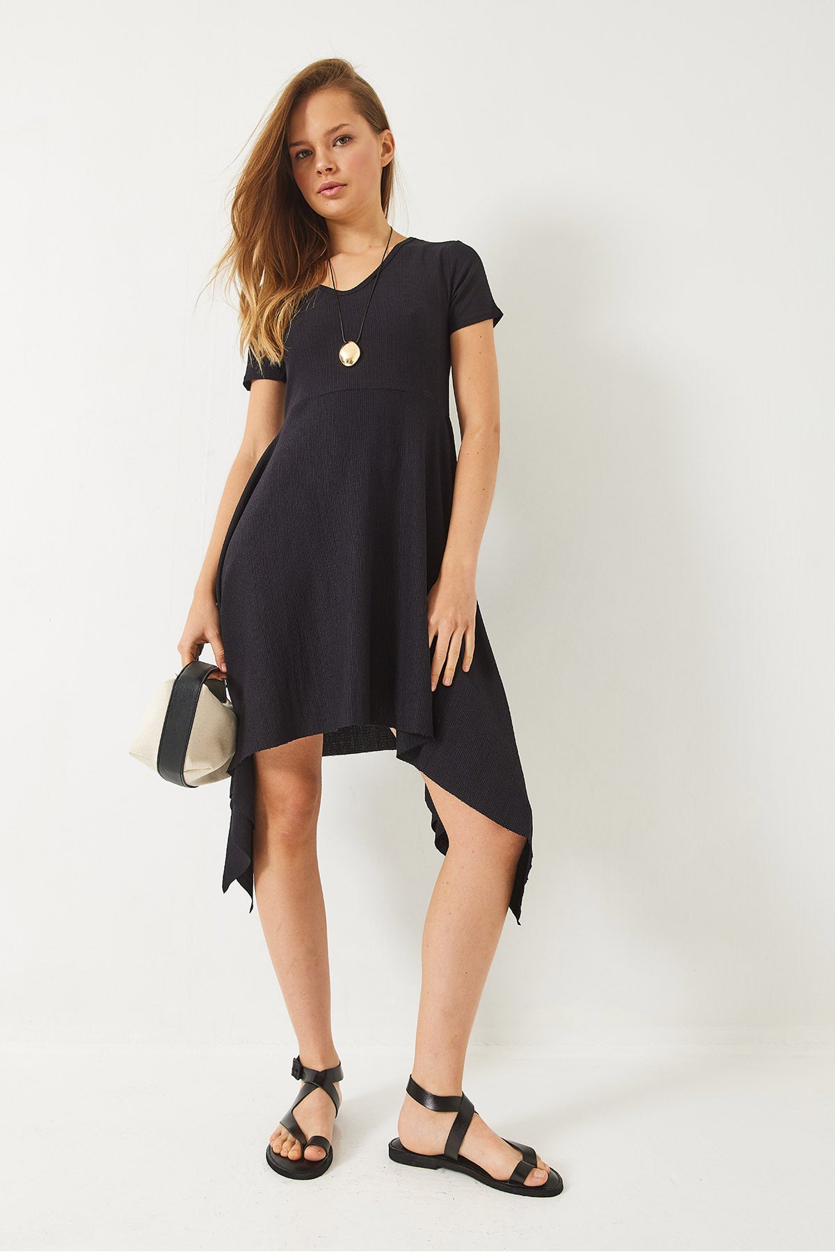 Women's Asymmetrical Cut Short Sleeve V-Neck Wrap Dress 60261560