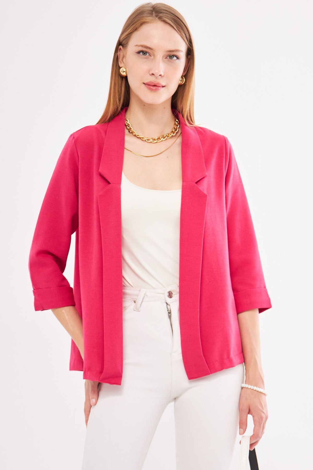 Women's Fuchsia Double Sleeve Jacket ARM-24Y001085