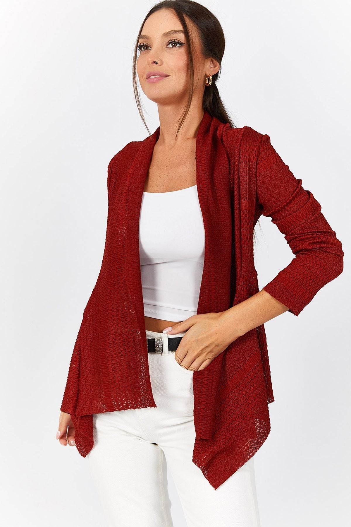 Women's Tile Hole Loose Cardigan Arm-22K001058