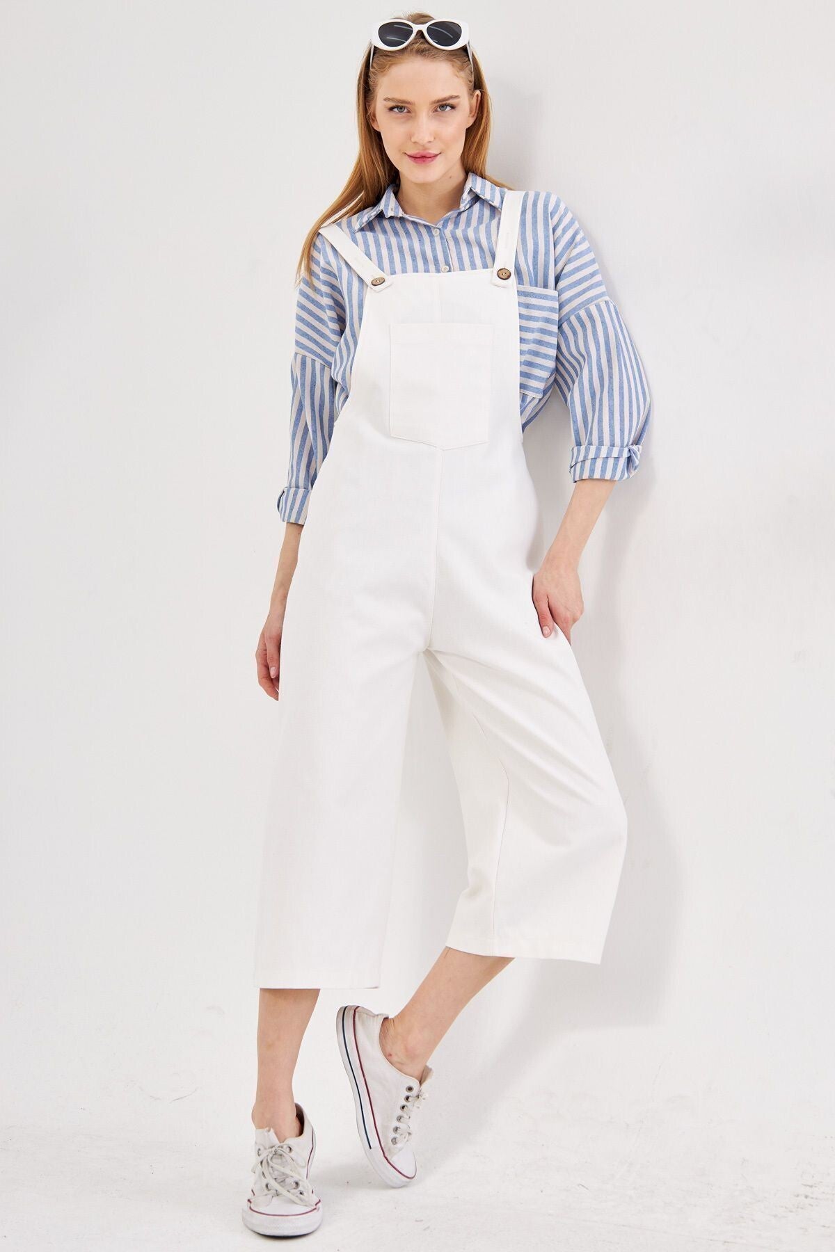 Women's White Gardener Overalls ARM-20K001117