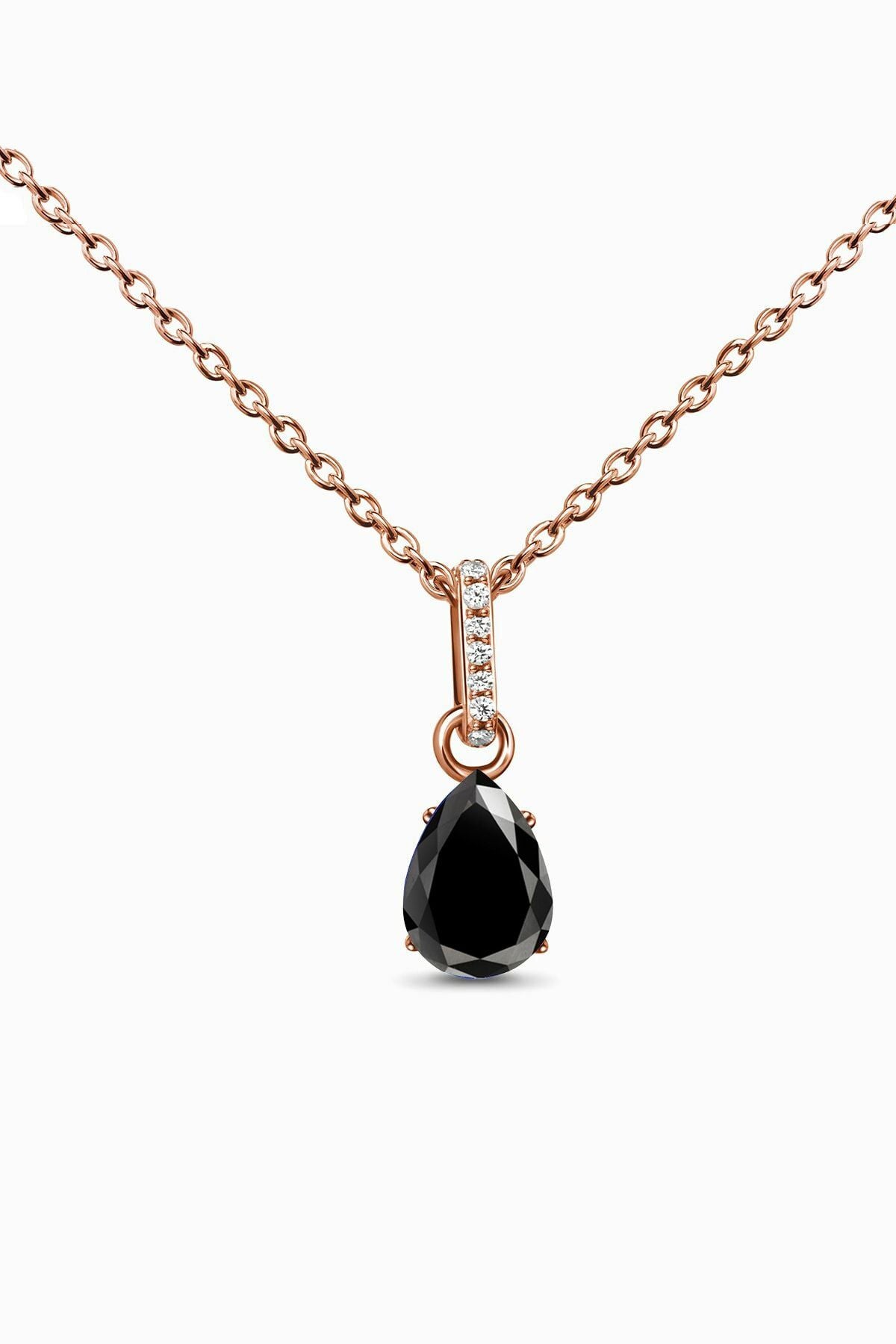Black Mystical Topaz Stone 14 K Rose Gold Plated Women Necklace