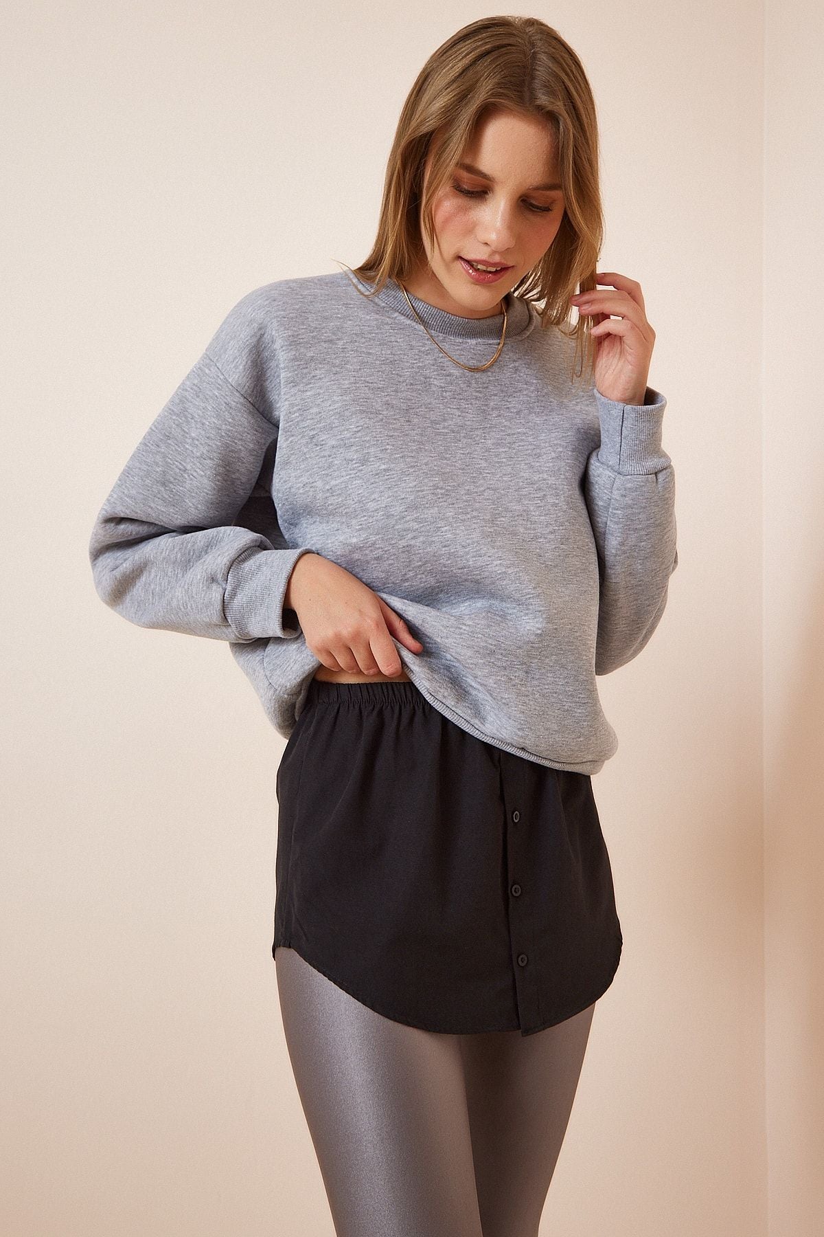 WOMEN BLACK Sweater and Sweatshirt Six Skirt Poplin Shirt DD01150