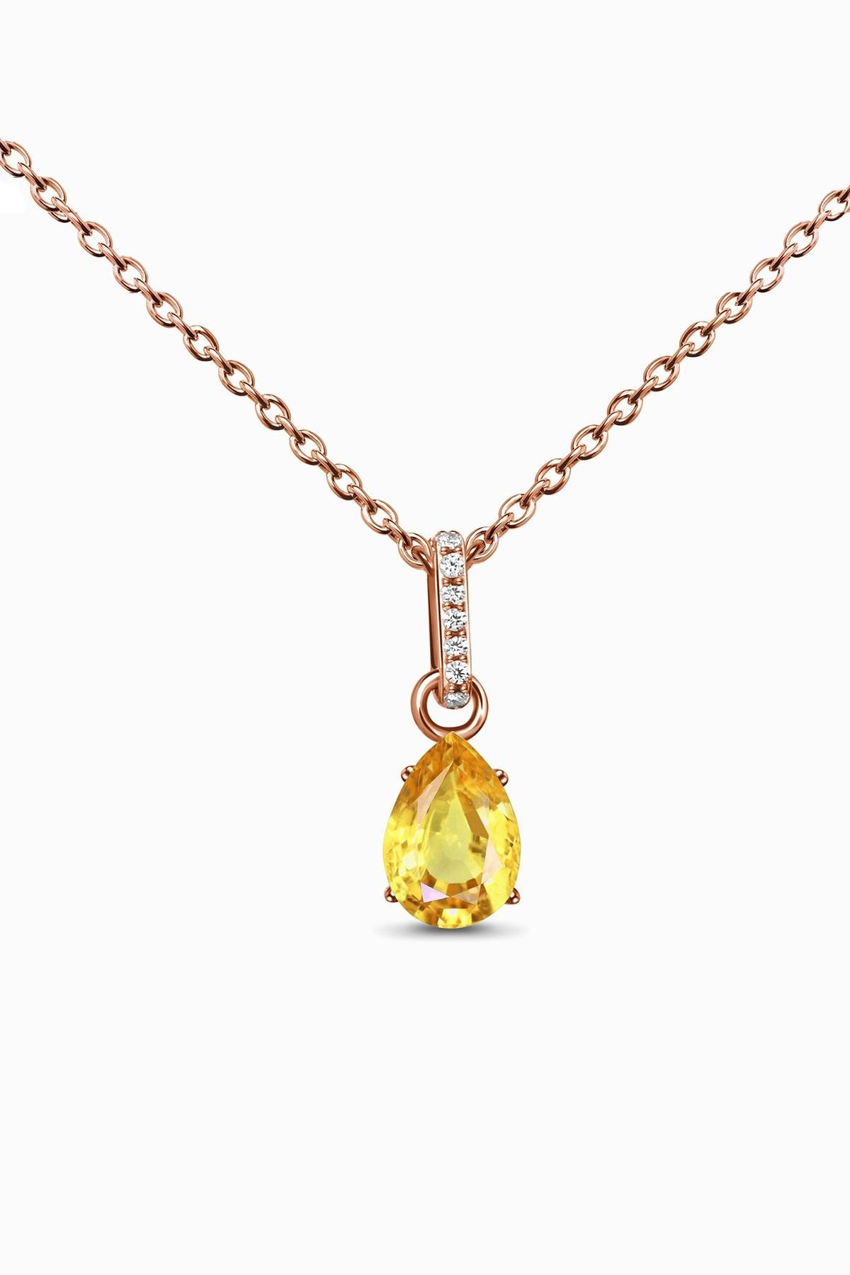 Citrin Mystical Topaz Stone 14 K Rose Gold Plated Women Necklace