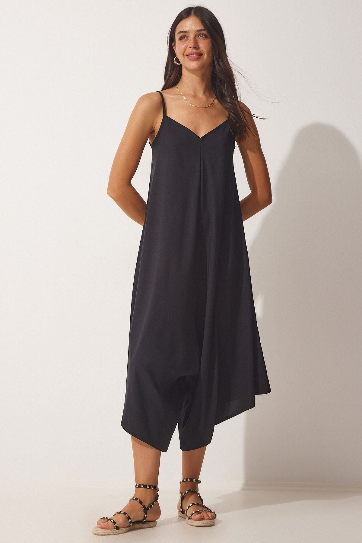 WOMEN'S Black Hanger Oversizlade Draped Shalwar Tulum ZH00031
