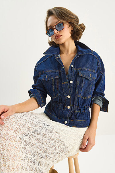 Women's Elastic Waist Denim Jacket 6090 60283610