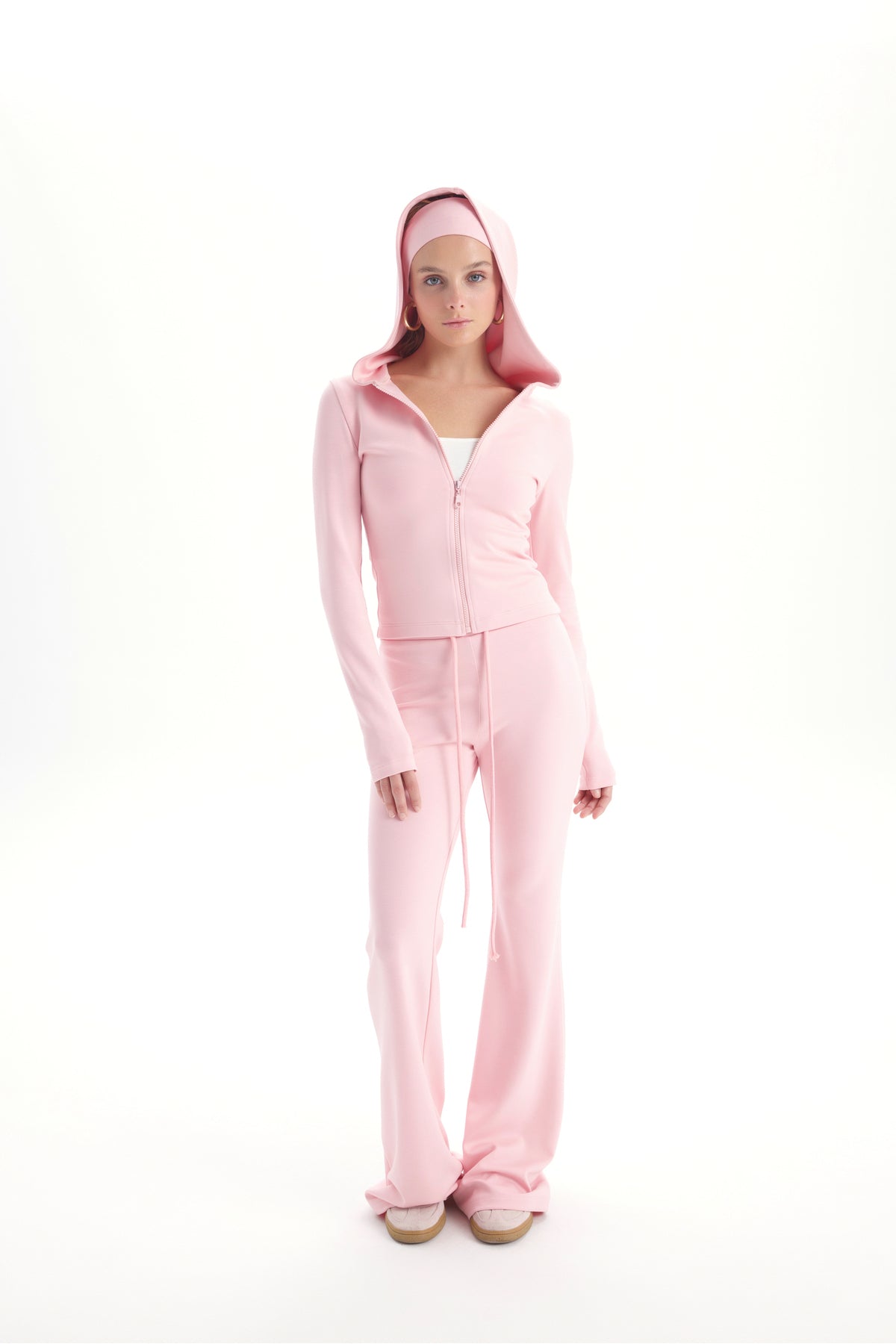 Myon Bandana Detail Pink Hooded Set