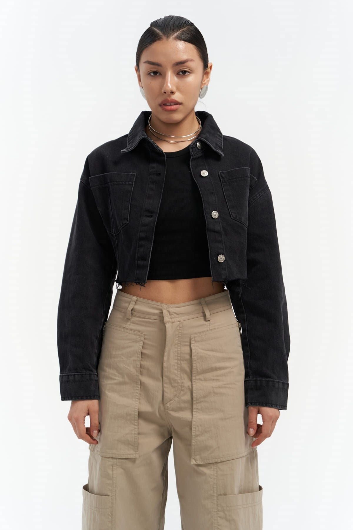 Darcey Black Short Jean Jacket