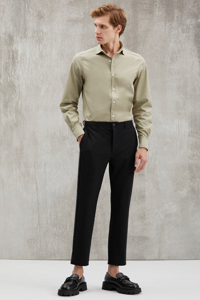 Vassel Men's 360 Degree Stretchable Technical Fabric Zippered Drawstring Black Tube Leg Trousers