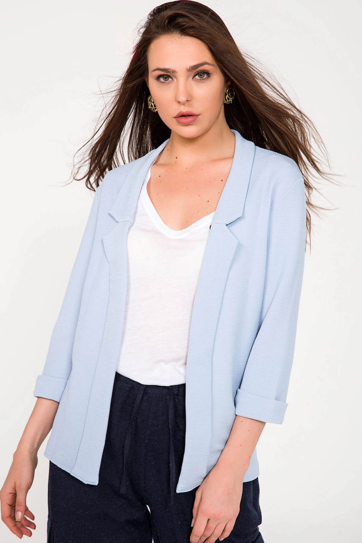 Women's Baby Blue Double Sleeve Jacket ARM-18Y001173