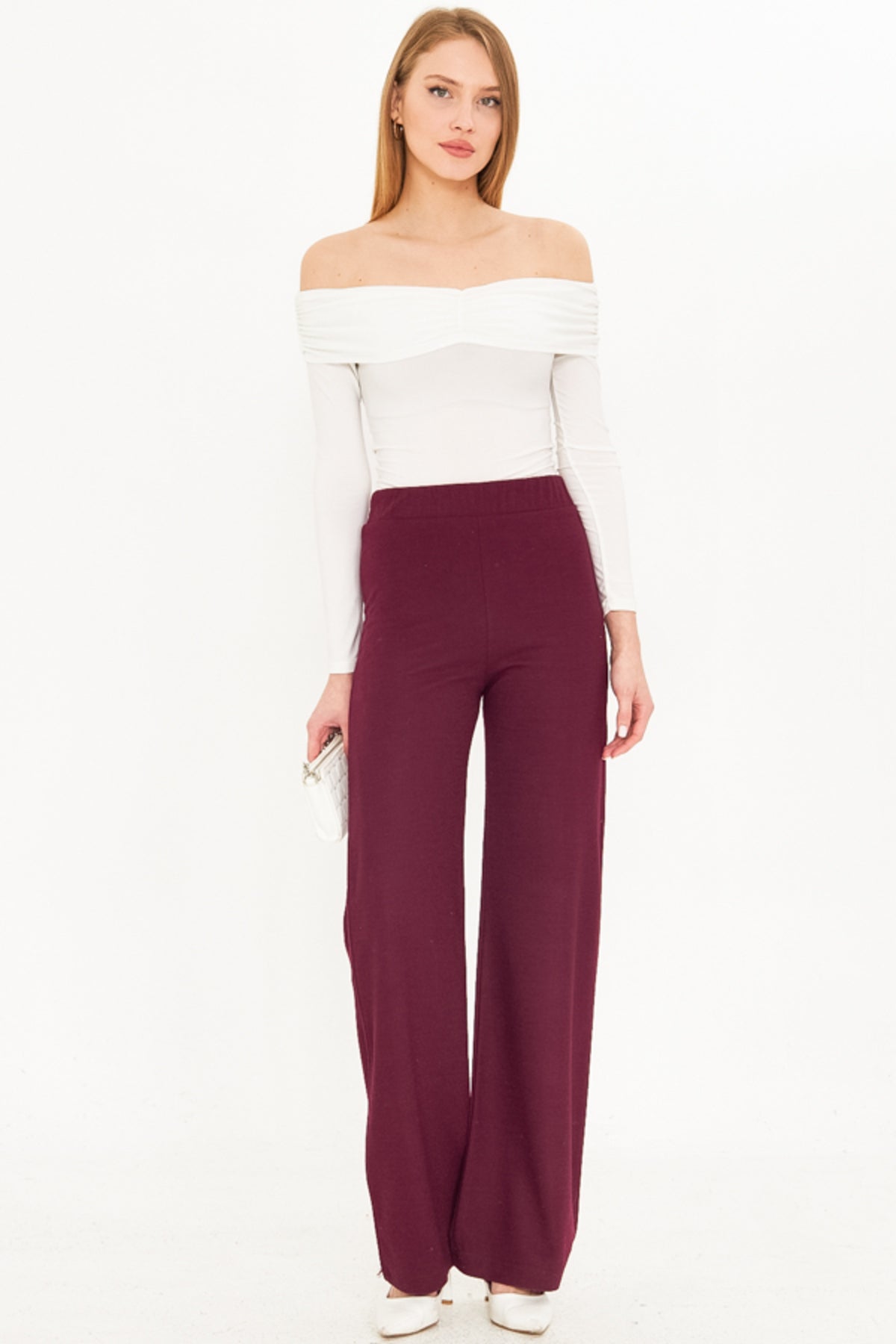 Women's Plum Waist Elastic Lined Stitched Pants ARM-25K001092
