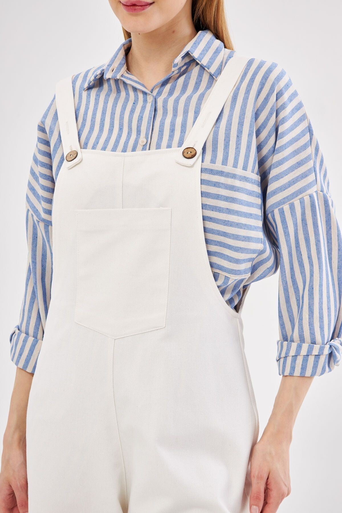 Women's White Gardener Overalls ARM-20K001117