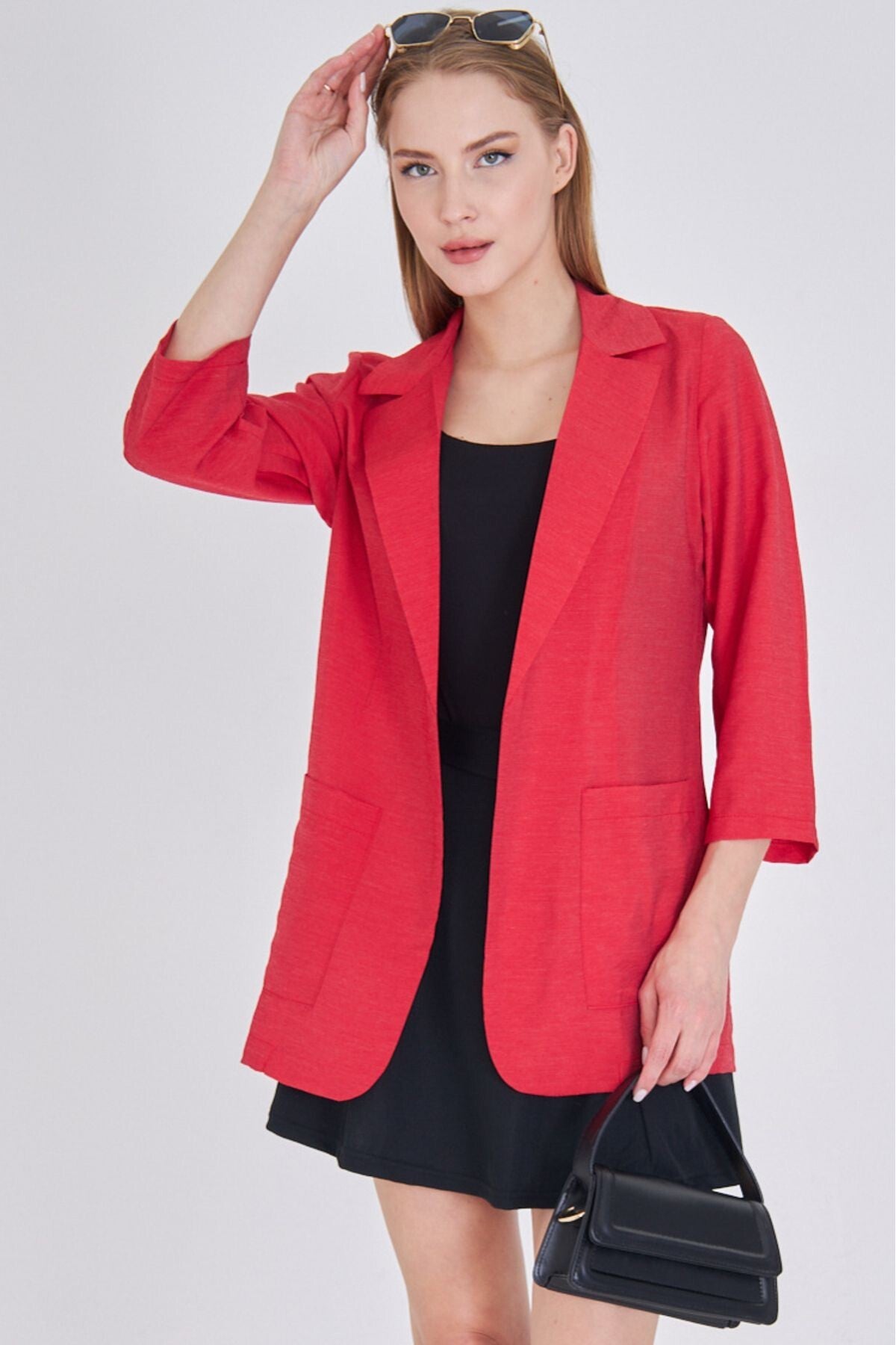 Women's Red Pocket Oversize Jacket ARM-25Y001064