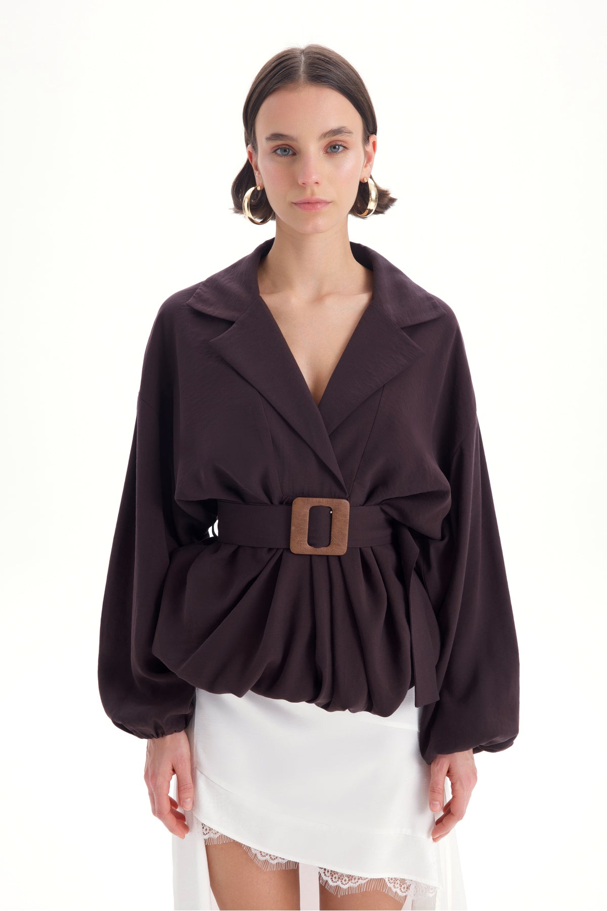 Forteza Balloon Cut Brown Jacket Shirt