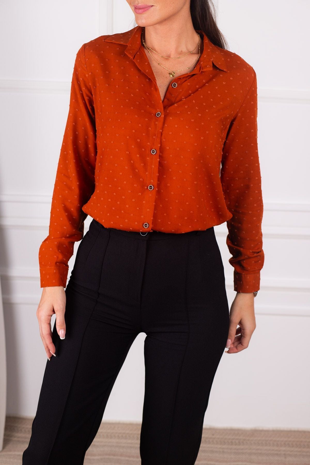 Women's Tile Patterned Long Sleeve Shirt ARM-24K001023