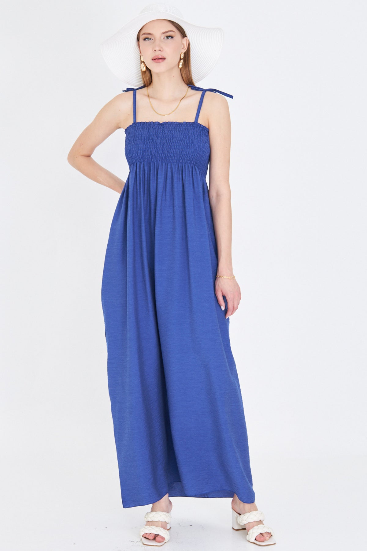 Women's Sax Straps Lace Up Chest Gimp Elastic Long Dress ARM-25Y001069