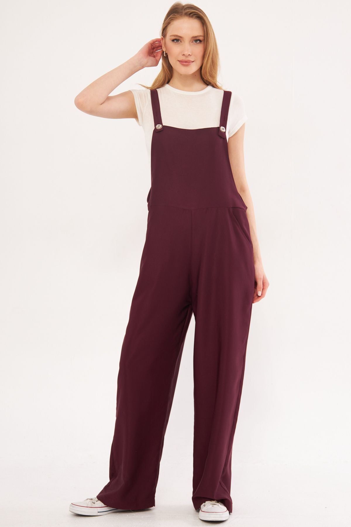 Women's Plum Ikosi Jumpsuit with Pockets and Wide Legs Gardener Model ARM-24Y001043