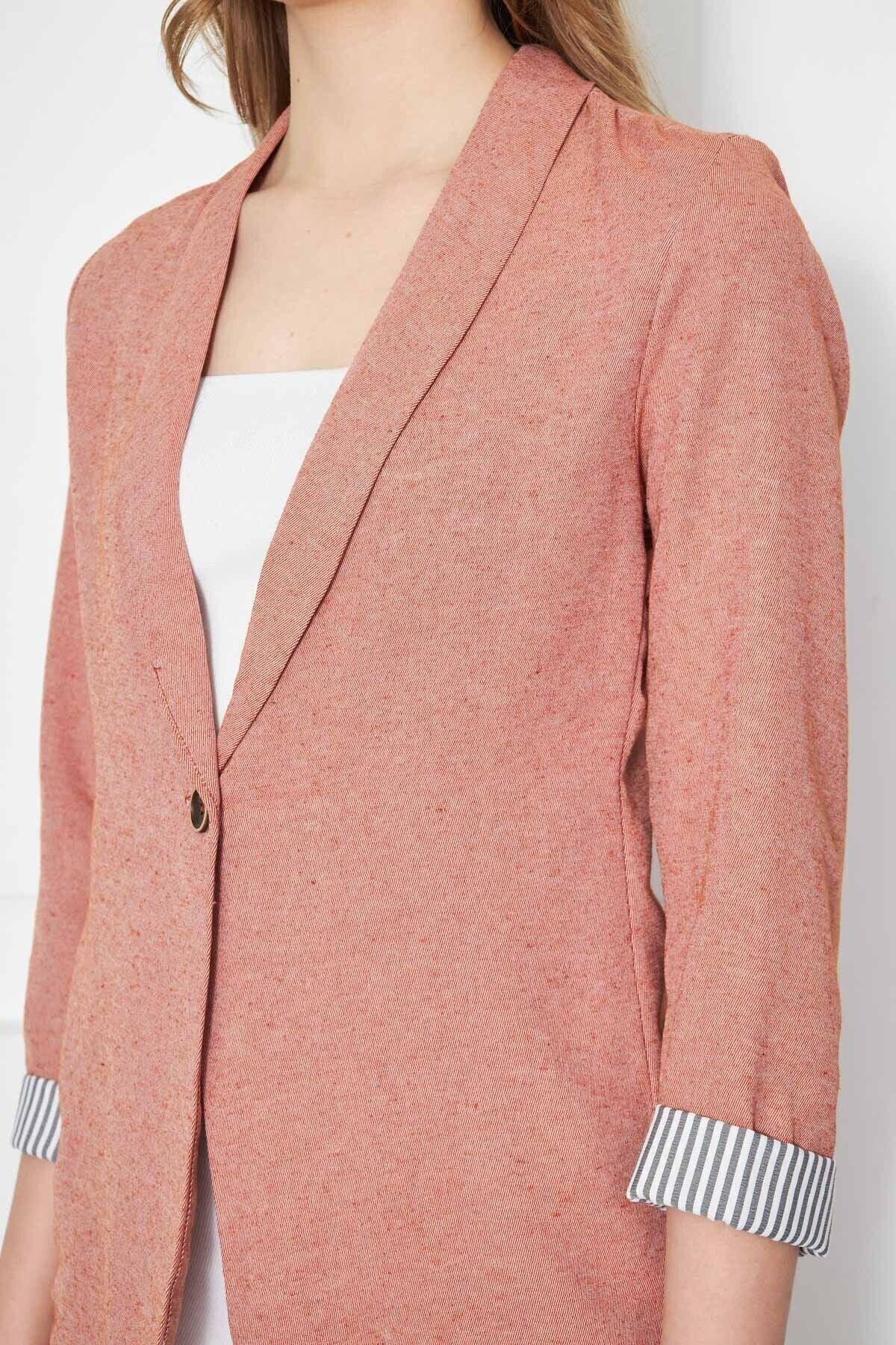 Women's Tile Sleeve Striped Single Button Jacket ARM-22K001122