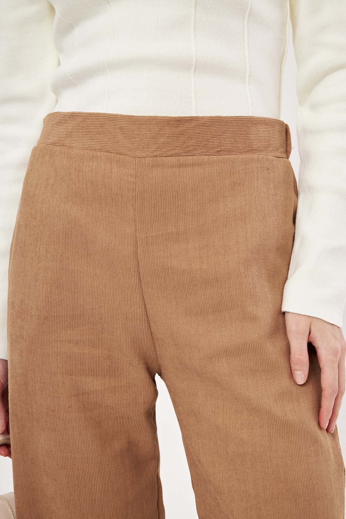 Women's Mink Slim Corduroy Palazzo Trousers ARM-25K001009