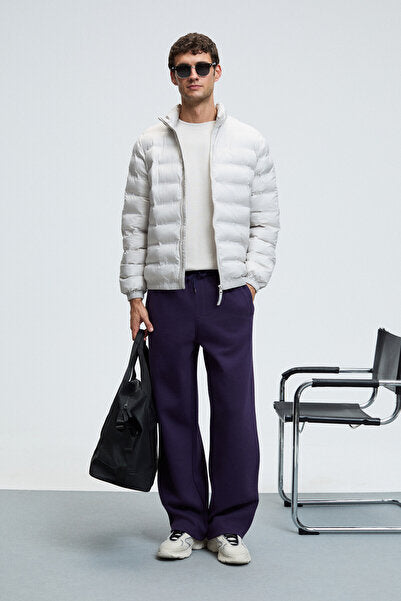 BENSON Men's Corded Elastic Waist Relaxed Fit Purple Sweatpants