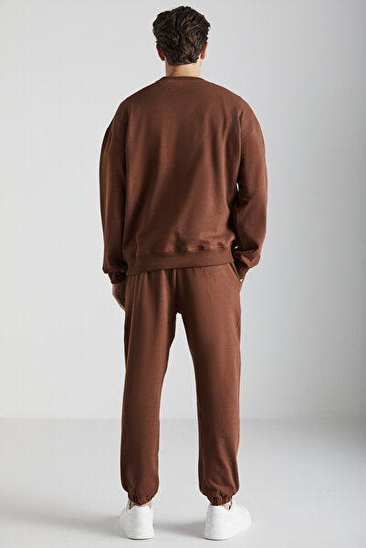 Nottingham Men's 2-Piece Set Relaxed Organic Cotton Raised Brown Tracksuit