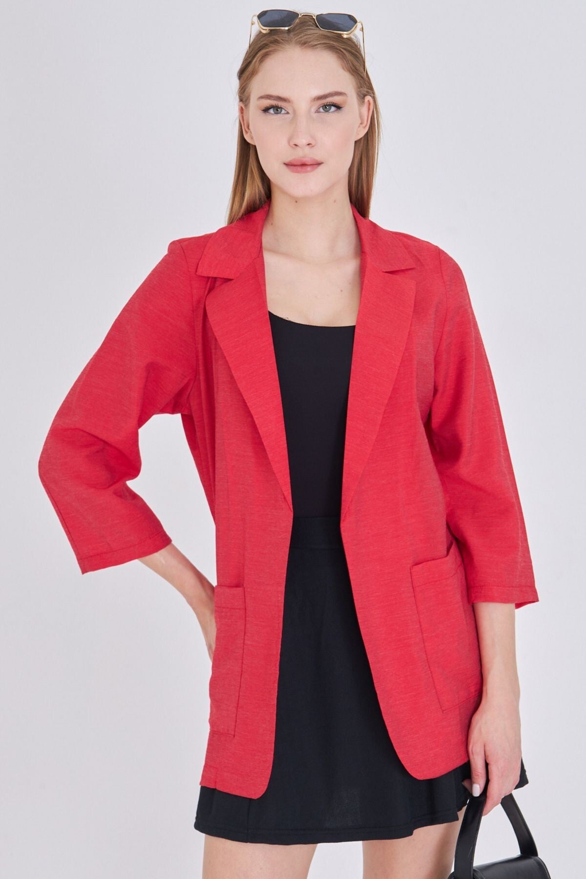 Women's Red Pocket Oversize Jacket ARM-25Y001064