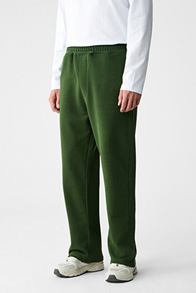 ZENITH Men's Organic Cotton Elastic Waist 4-Pocket Relaxed Fit Khaki Sweatpants