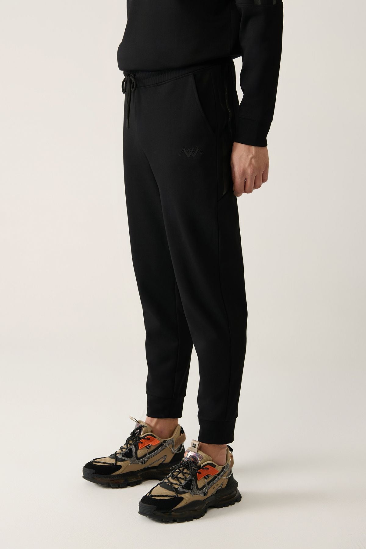 Men's black interlok waist laced cotton tracksuits six A41y3408