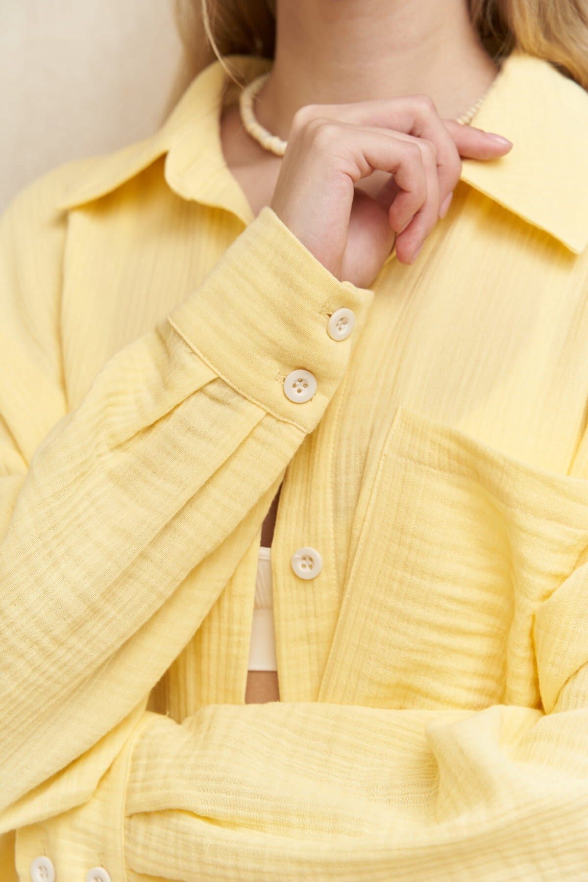 Cosmos lemon yellow muslin shorts team