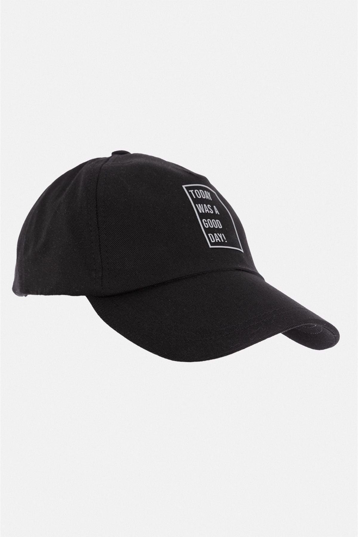 Men's black 100 %cotton slogan printed sports hat a31y9205