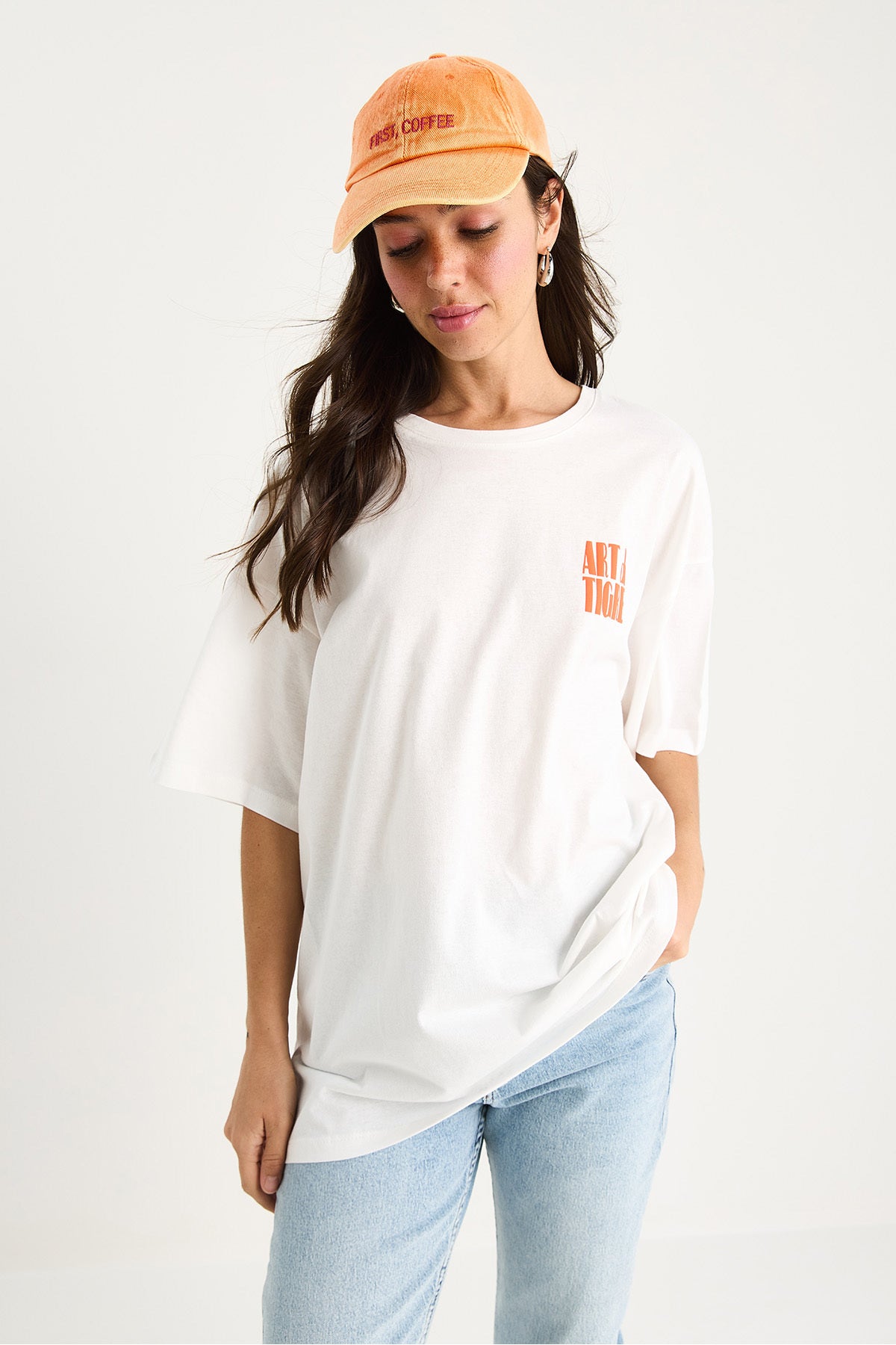 Women's 100% Cotton Tiger Printed Oversize T-Shirt 6015 60283454