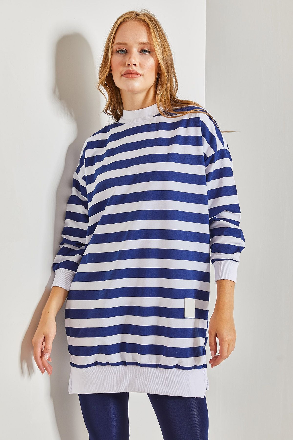 Women's striped long two yarns sweatshirt