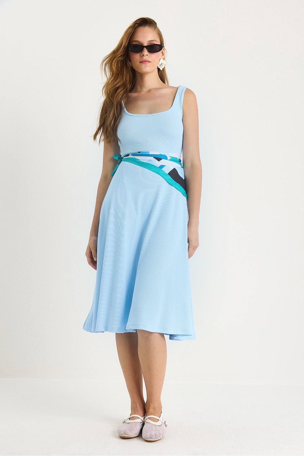 Women's U-Neck Strap Ribbed Flared Dress 477 60283393