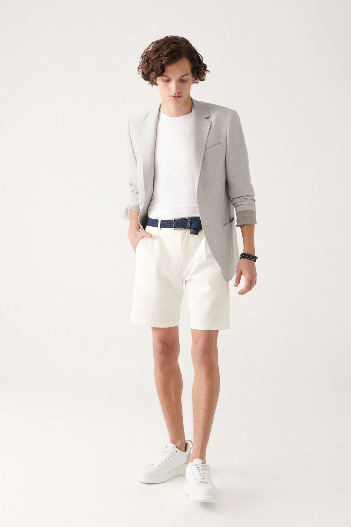 Men's gray wafer textured double slit jacket A31y4028