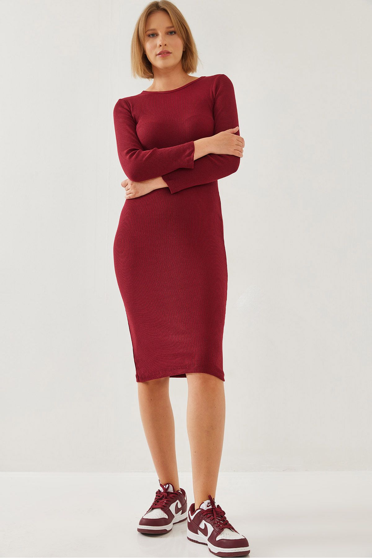 Female Bicycle Collar Long Sleeve Dress 2100 60351041