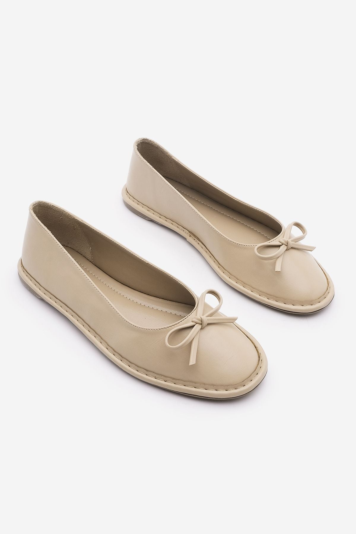 Women's Bow Detail Foldable Babet Linsar Beige