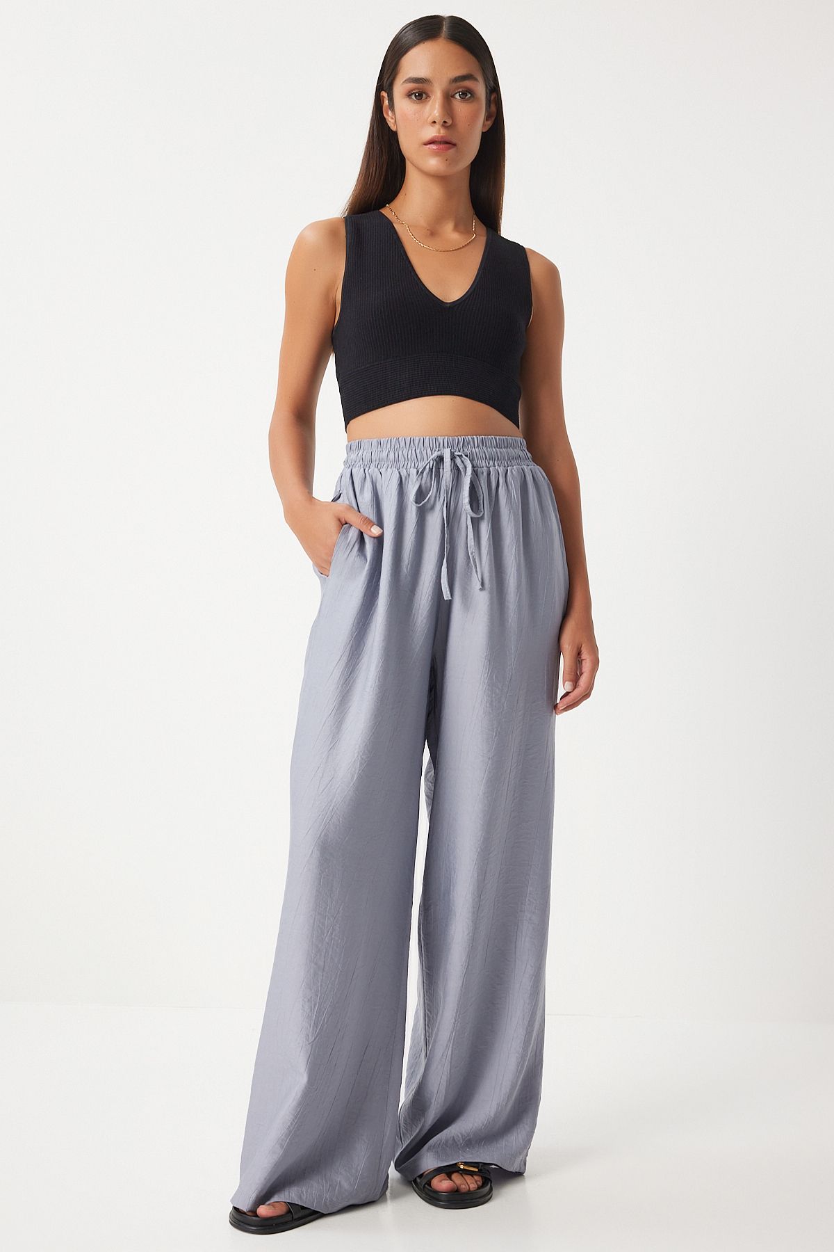 Women's gray plenty of trousers dp00206