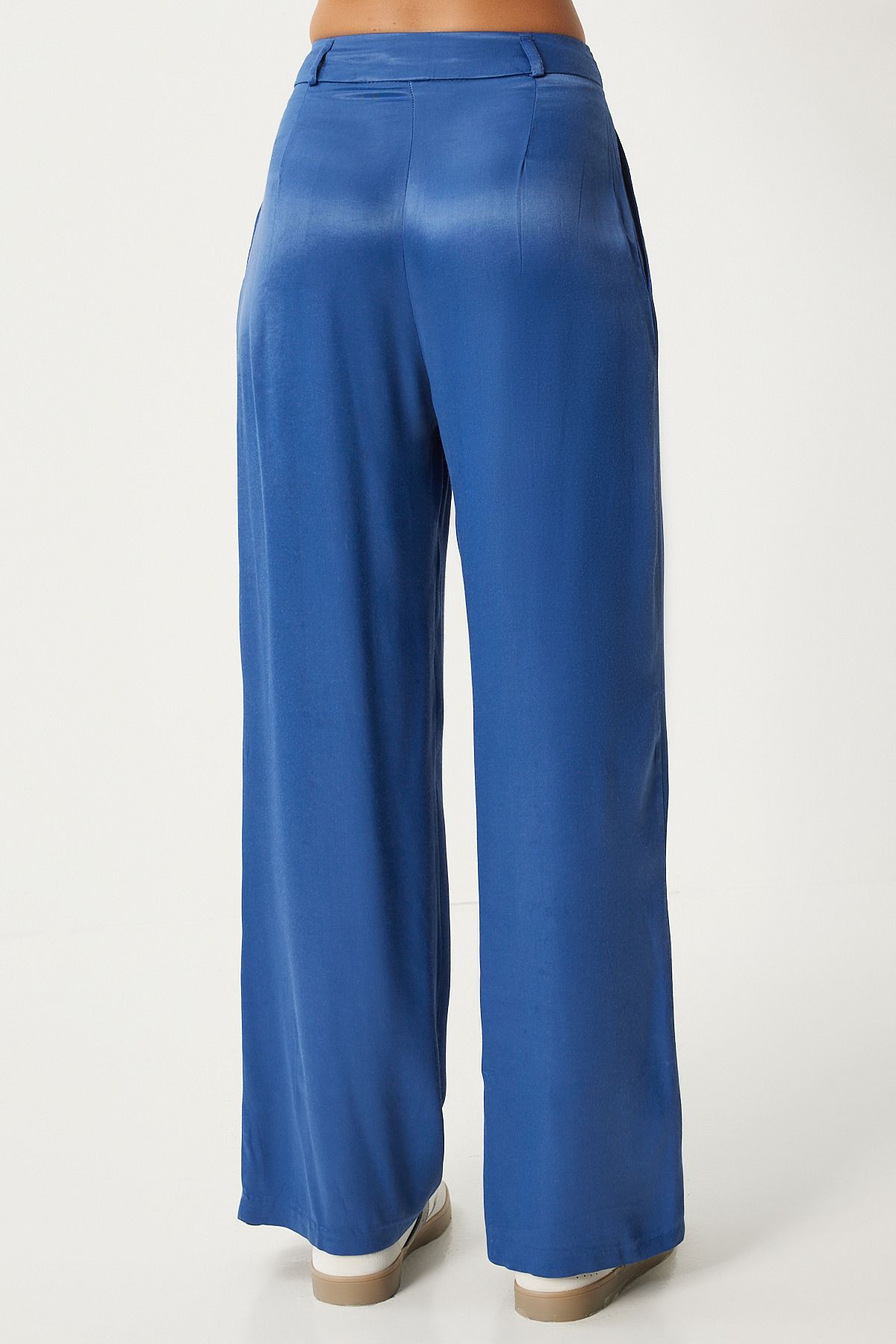 Women's Indigo Blue Satin Surface Palazzo Pants FN03270