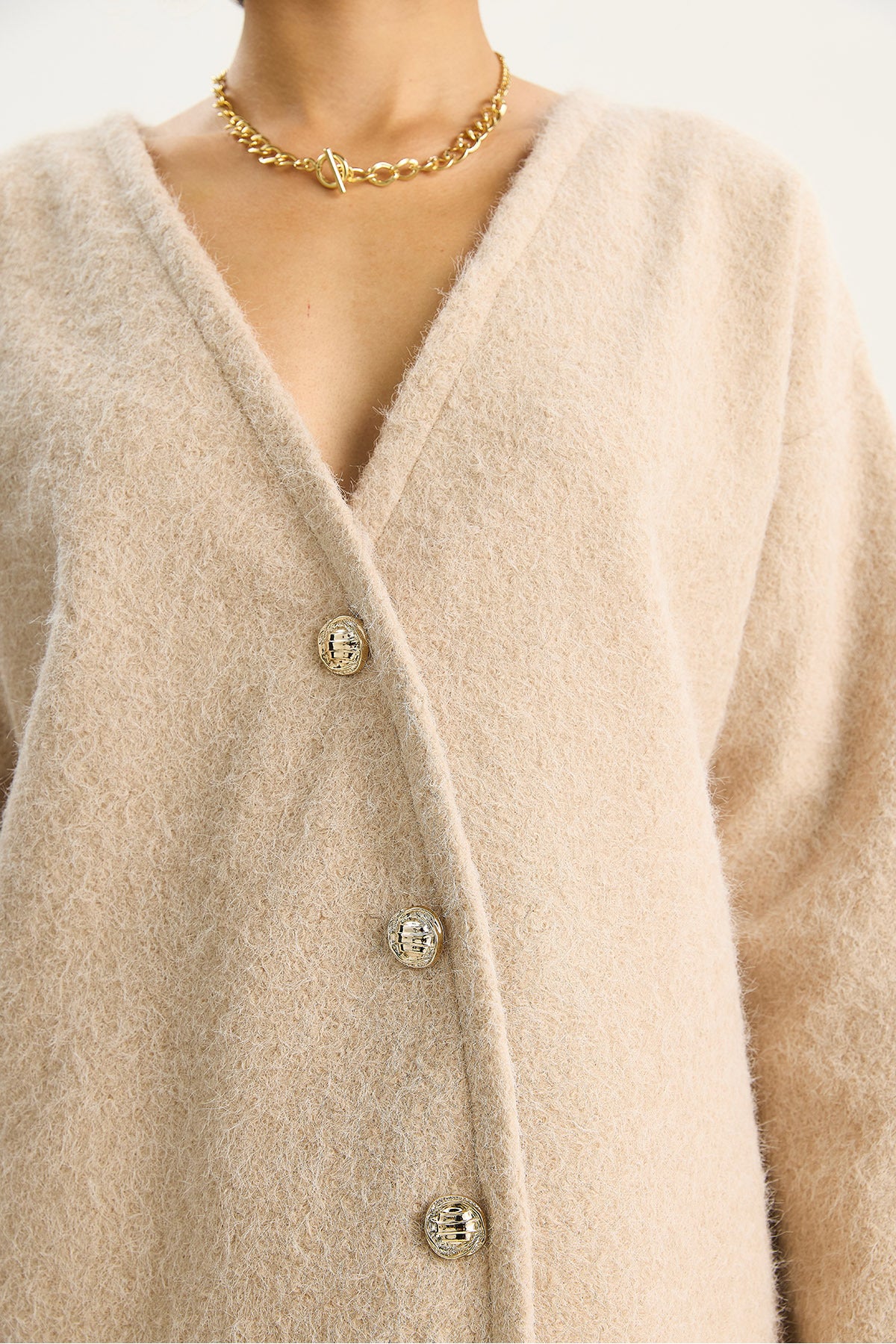 Women's V-Neck Stylish Asymmetrical Buttoned Wrap Cardigan 55000 60283567