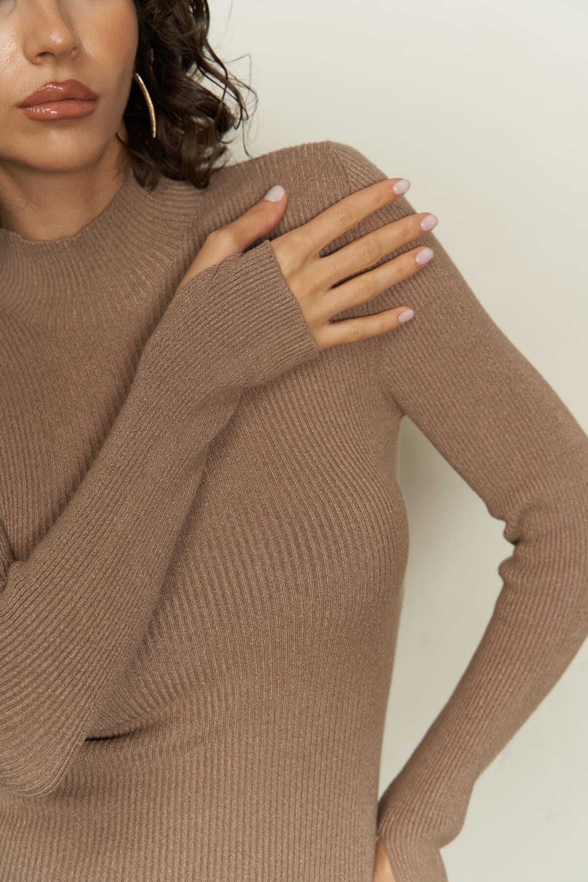 Camille shirred gray knitwear dress